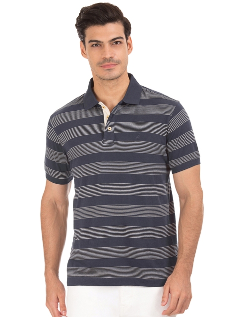 

Nautica Men Navy Blue Striped Polo Collar T-shirt