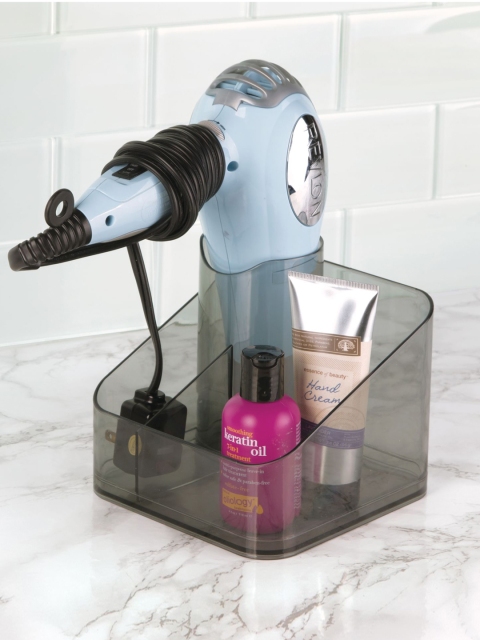

INTERDESIGN Frosted Hair Dryer Holder, Grey