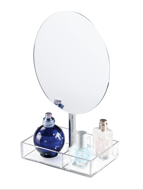 

InterDesign Unisex Clarity Free-Standing Vanity Mirror with Cosmetic Storage Tray, White