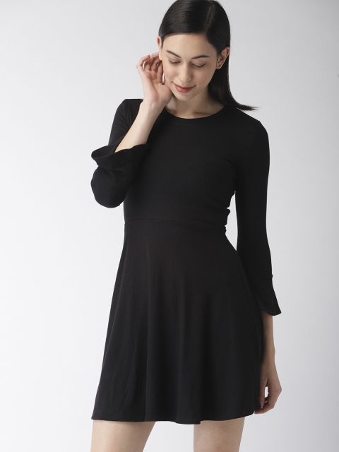 

FOREVER 21 Women Black Solid Fit and Flare Dress