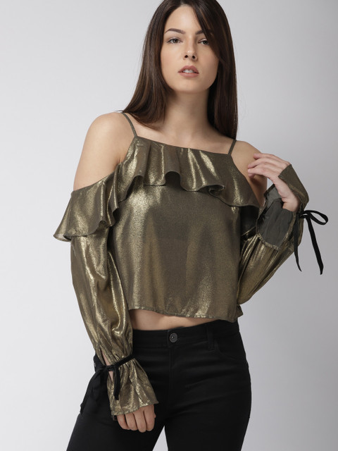 

FOREVER 21 Women Gold-Toned Solid Top