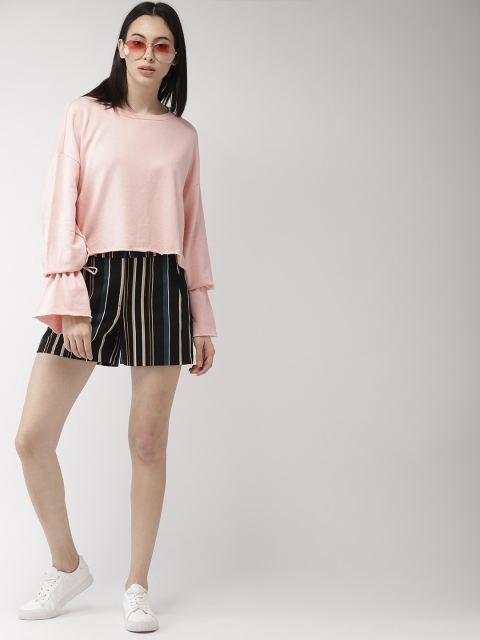 

FOREVER 21 Women Pink Solid Boxy Top