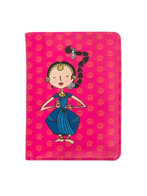 

Chumbak Women Pink & Blue Dancers Printed Two Fold Passport Holder