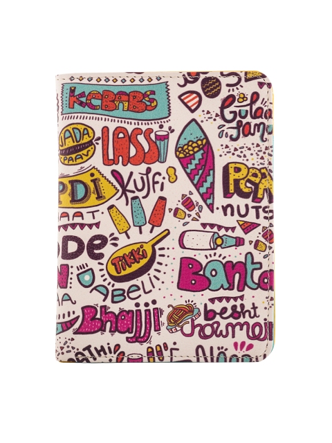 

Chumbak Women Beige & Multicoloured Chatpata India Printed Two Fold Passport Holder