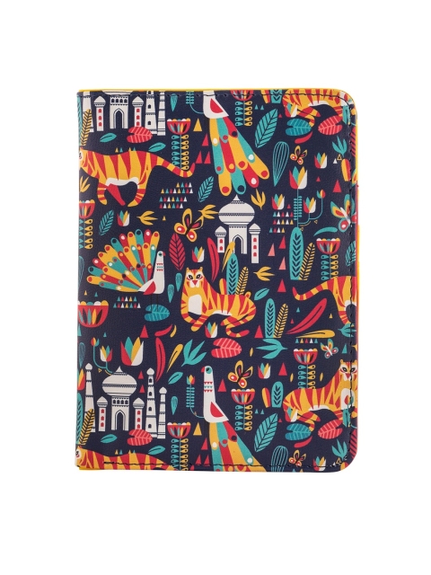 

Chumbak Women Navy Blue Multicoloured Mystical Jungle Printed Two Fold Passport Holder