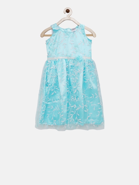 

Doodle Girls Blue Self-Design A-Line Dress