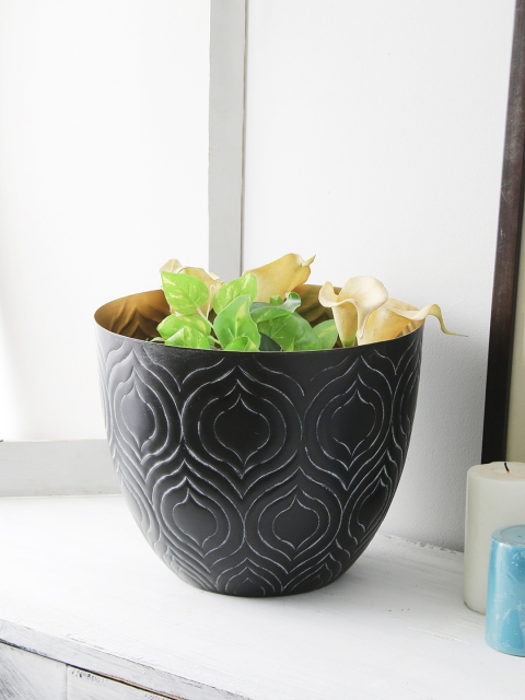 

HOME DECOR INDIA Multi Purpose Embossed Metal Bowl, Black