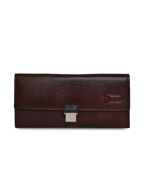 

Peseta Women Brown Solid Three Fold Wallet