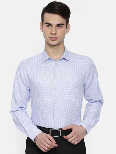 

Park Avenue Men White & Blue Regular Fit Self Design Formal Shirt
