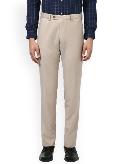 

Park Avenue Men Beige Regular Fit Solid Formal Trousers