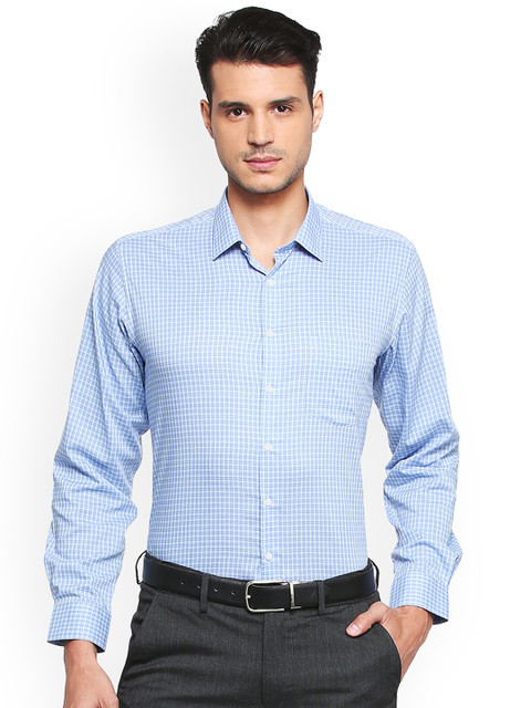 

Van Heusen Men Blue & White Regular Fit Checked Formal Shirt