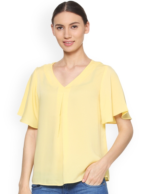 

Allen Solly Woman Yellow Solid V-Neck Top