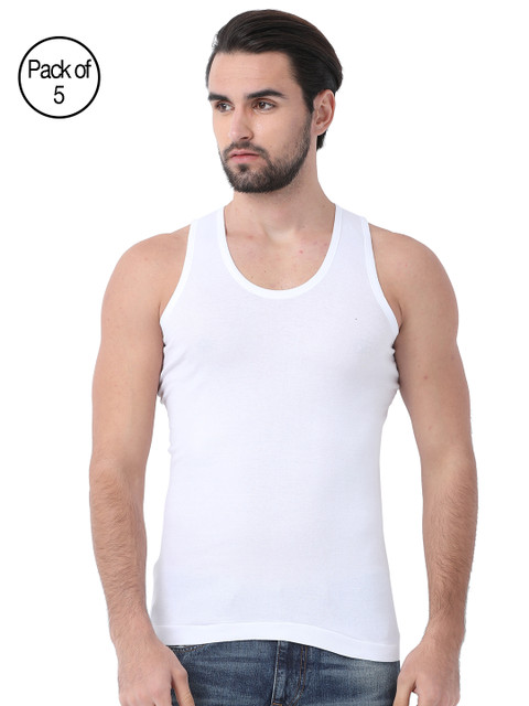 

Classic Polo Men Pack of 5 Vest, White