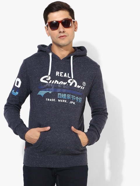

Superdry Men Navy Blue Printed Hooded Sweatshirt