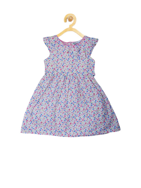 

CHUTPUT Girls Off-White Printed Fit and Flare Dress