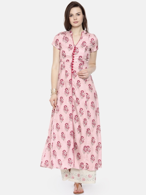 

INDYA Women Pink Printed A-Line Kurta