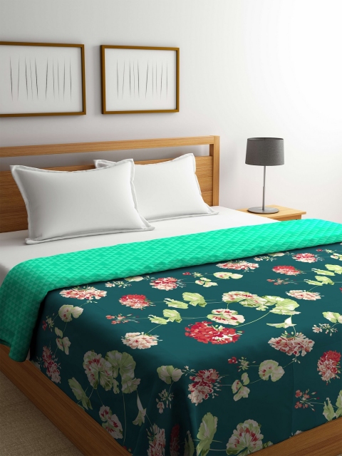 

STELLAR HOME Green Floral AC Room 120 GSM Double Bed Reversible Comforter