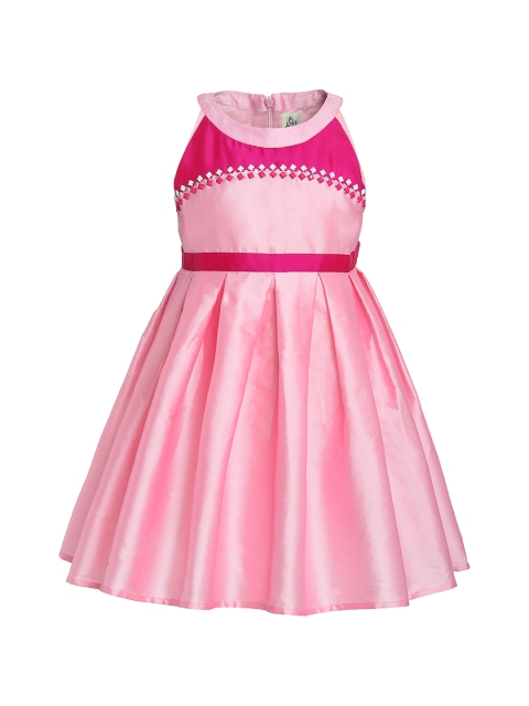 

A Little Fable Girls Pink Solid Fit and Flare Dress