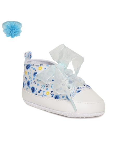 

Kittens Girls White & Blue Printed Mid-Top Sneakers