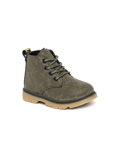 

Kittens Boys Green Printed Mid-Top Flat Boots