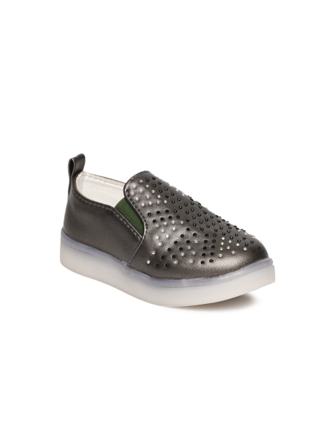 

Kittens Girls Gunmetal-Toned Slip-On LED Sneakers, Metallic