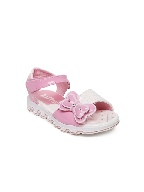 

Kittens Girls Pink & White Colourblocked Open Toe Flats