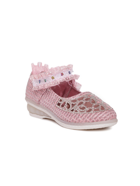 

Kittens Girls Pink Woven Design Embellished Pumps