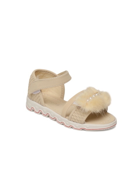 

Kittens Girls Beige Woven Design Synthetic Open Toe Flats
