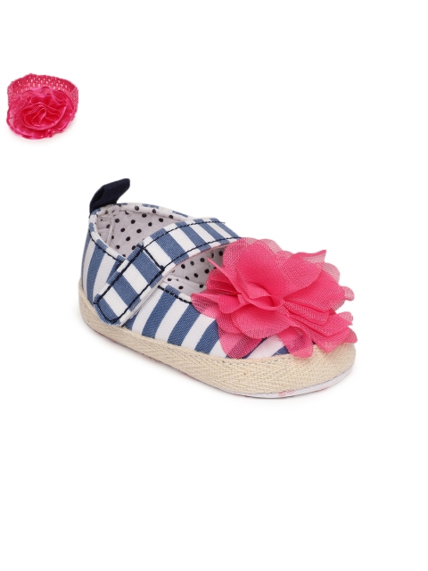 

Kittens Girls Blue & White Striped Ballerinas