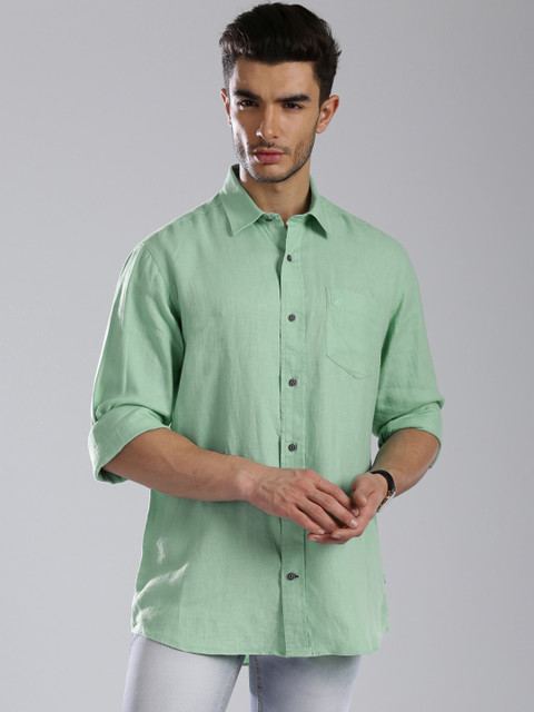 

Nautica Men Green Slim Fit Solid Casual Shirt