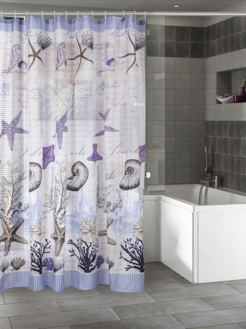 

BOMBAY DYEING White & Purple Printed Shower Curtain