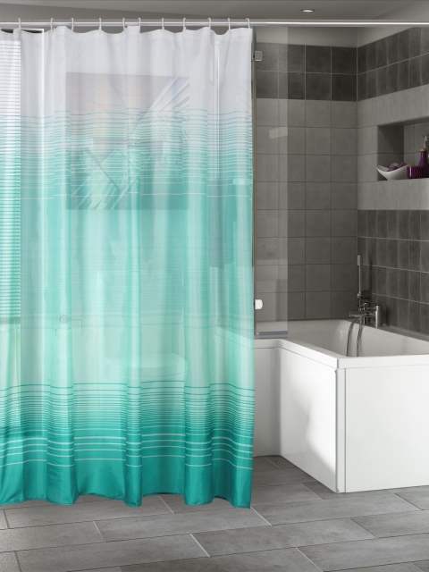 

BOMBAY DYEING Turquoise Blue & White Striped Shower Curtain, Green