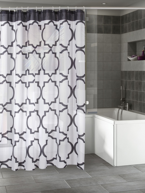 

BOMBAY DYEING White & Black Printed Shower Curtain