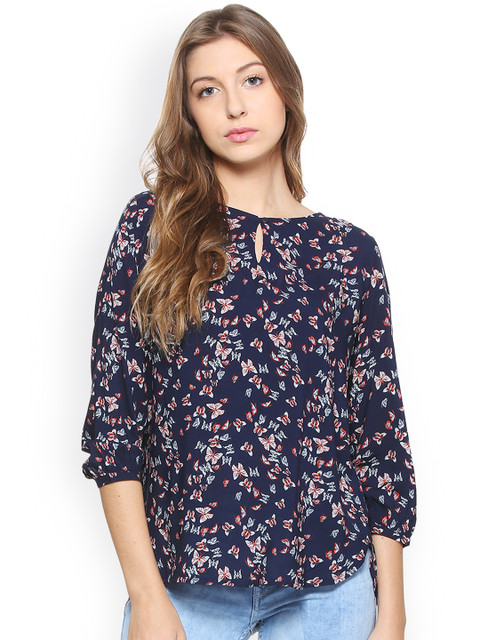 

Allen Solly Woman Women Navy Blue Printed Top