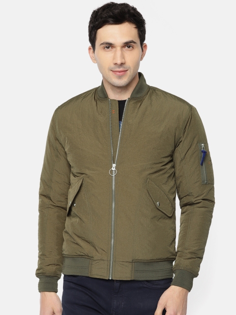 

Bossini Men Olive Green Solid Bomber