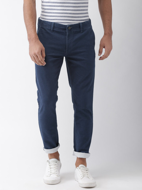 

Bossini Men Navy Skinny Fit Solid Regular Trousers, Navy blue