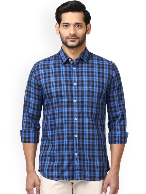 

Parx Men Blue Slim Fit Checked Casual Shirt