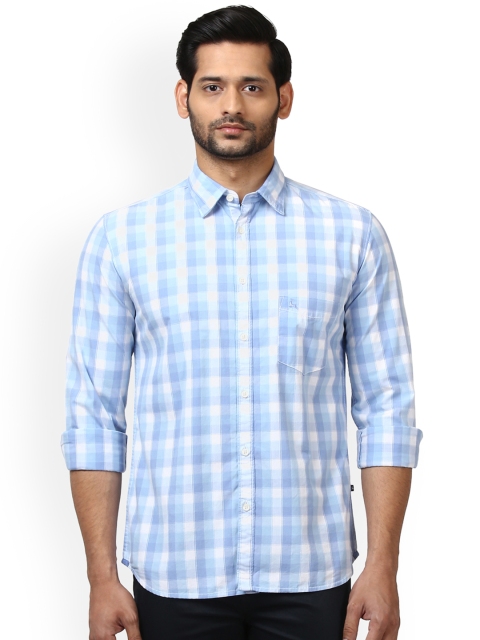 

Parx Men Blue & White Slim Fit Checked Casual Shirt