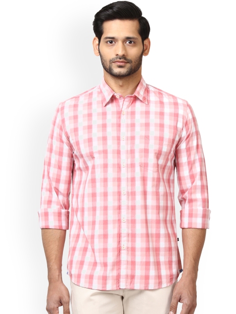 

Parx Men Pink & White Slim Fit Checked Casual Shirt