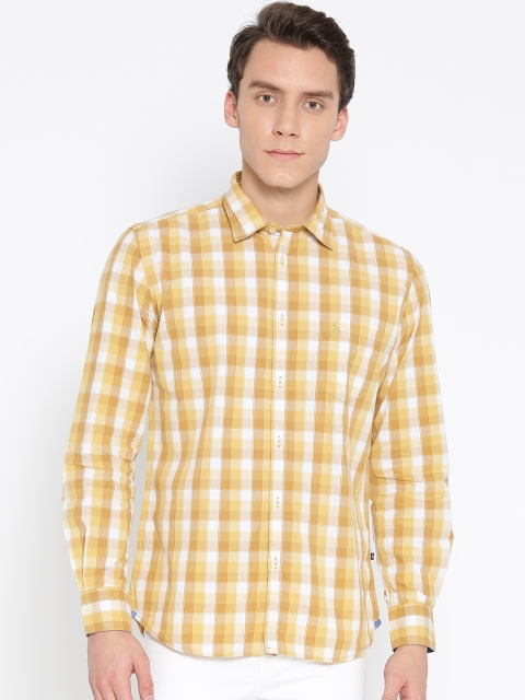 

Parx Men Yellow & White Slim Fit Checked Casual Shirt