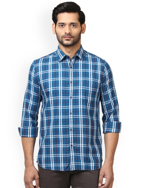 

Parx Men Blue Slim Fit Checked Casual Shirt