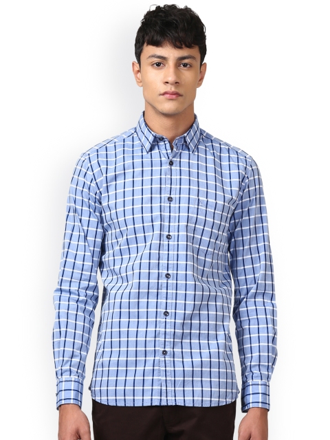 

Parx Men Blue Slim Fit Checked Casual Shirt