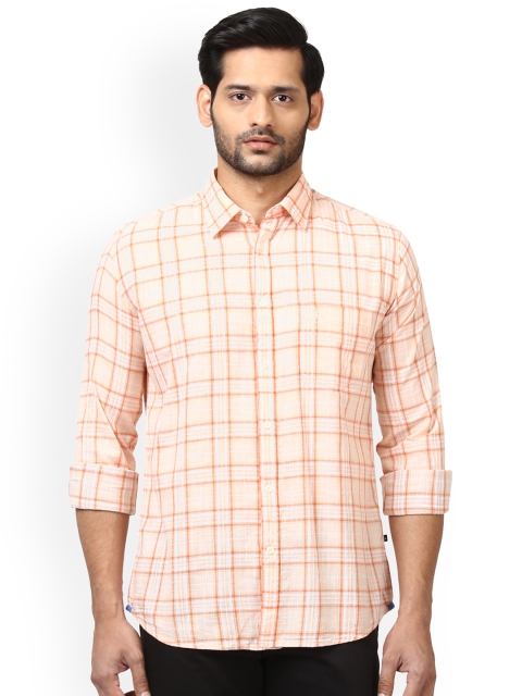 

Parx Men Orange Slim Fit Checked Casual Shirt