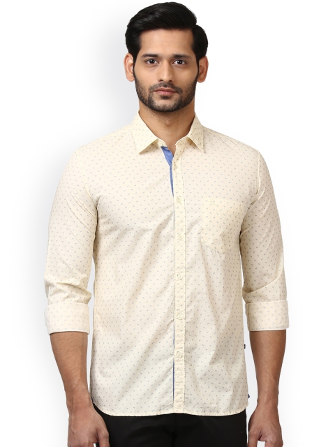 

Parx Men Cream-Coloured Slim Fit Printed Casual Shirt