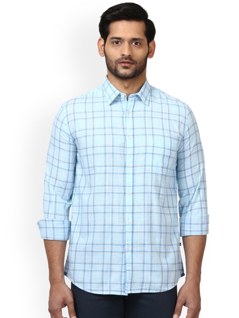 

Parx Men Blue Slim Fit Checked Casual Shirt