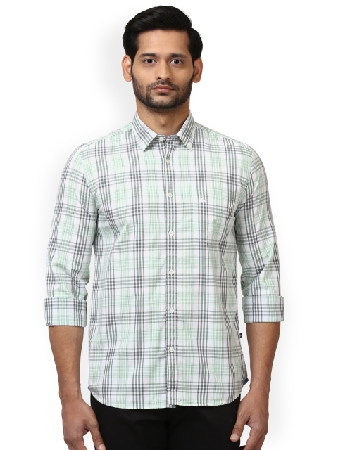 

Parx Men Green & White Slim Fit Checked Casual Shirt