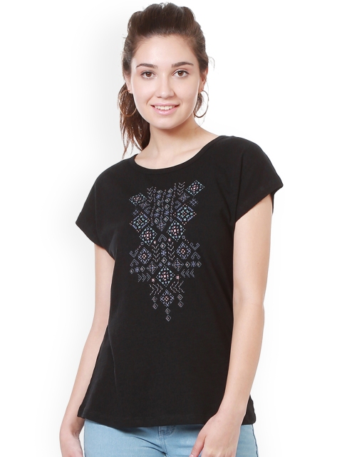 

People Women Black Printed Top