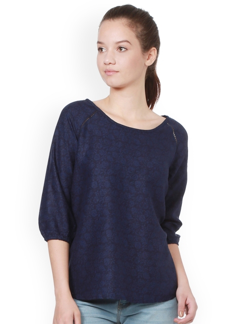 

People Women Navy Blue Printed Top