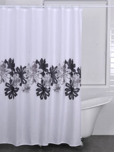 

OBSESSIONS White & Black Printed Sheer Shower Curtain
