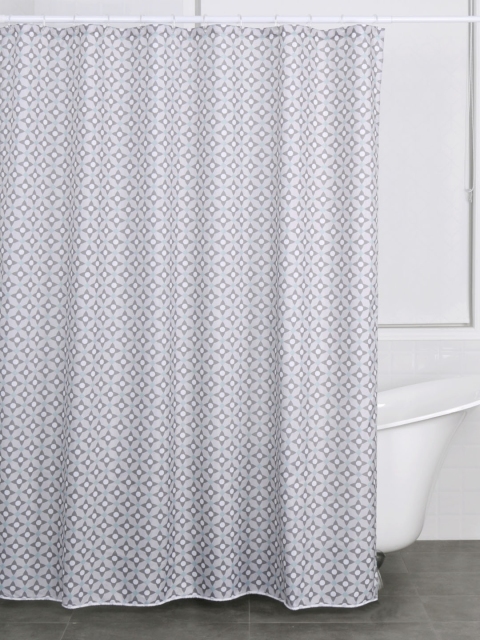 

OBSESSIONS White & Grey Printed Shower Curtain